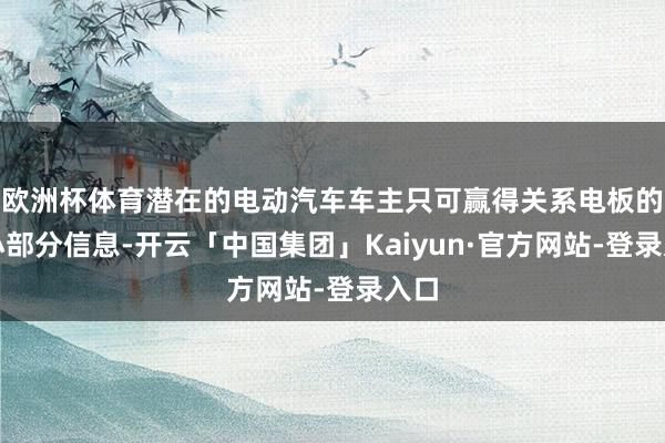 欧洲杯体育潜在的电动汽车车主只可赢得关系电板的一小部分信息-开云「中国集团」Kaiyun·官方网站-登录入口