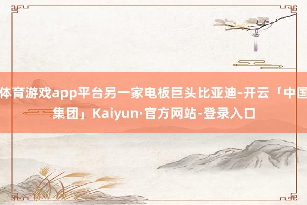 体育游戏app平台另一家电板巨头比亚迪-开云「中国集团」Kaiyun·官方网站-登录入口