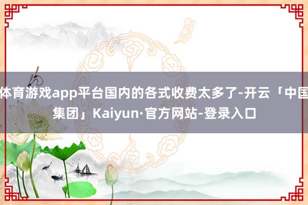 体育游戏app平台国内的各式收费太多了-开云「中国集团」Kaiyun·官方网站-登录入口